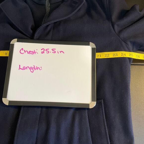 Cole Haan Navy Wool Blend Coat Men’s XL Zip Front Overcoat Lined Classic - Picture 7 of 9